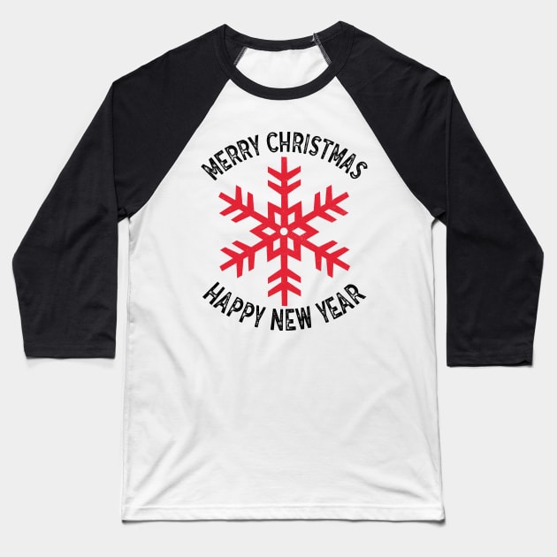 Merry Christmas and Happy New Year Baseball T-Shirt by MZeeDesigns